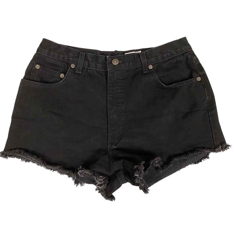 Moda Intl High Rise Raw Hem Cut Off Mini Denim Shorts Womens‎ 10 USA Vintage Y2K